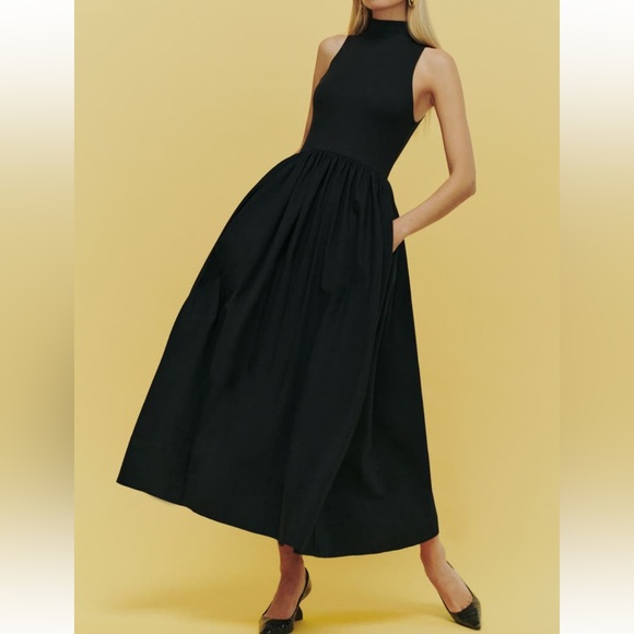 Reformation Dresses & Skirts - Reformation sai mixed media mock neck organic cotton dress S